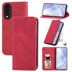 For Huawei nova 8 SE Youth Retro Skin Feel Business Magnetic Horizontal Flip Leather Case with Holder & Card Slots & Wallet & Photo Frame(Red) (OEM)