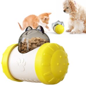 Pet Swing Bear Food Leakage Balance Car Toy Pet Supplies(Yellow White) (OEM)
