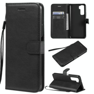 For Huawei nova 7 SE / P40 Lite 5G Solid Color Horizontal Flip Protective Leather Case with Holder & Card Slots & Wallet & Lanyard(Black) (OEM)