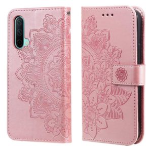 For OnePlus Nord CE 5G 7-petal Flowers Embossing Pattern Horizontal Flip PU Leather Case with Holder & Card Slots & Wallet & Photo Frame(Rose Gold) (OEM)