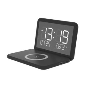 SY-118 15W Foldable Mirror Surface Perpetual Desk Calendar Clock Wireless Charger with Alarm Clock & Three-level Brightness Adjustable Function(Black) (OEM)
