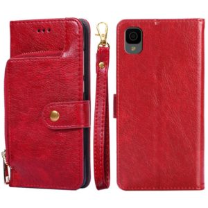For TCL 30Z T602DL Zipper Bag Leather Phone Case(Red) (OEM)