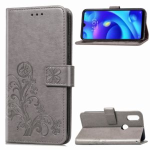 Lucky Clover Pressed Flowers Pattern Leather Case for Xiaomi Play, with Holder & Card Slots & Wallet & Hand Strap (Grey) (OEM)