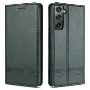 For Samsung Galaxy S21 5G AZNS Magnetic Calf Texture Horizontal Flip Leather Case with Card Slots & Holder & Wallet(Drak Green) (AZNS) (OEM)
