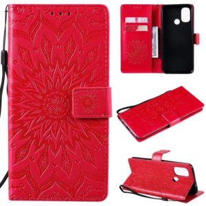 For OnePlus Nord N100 Sun Embossing Pattern Horizontal Flip Leather Case with Card Slot & Holder & Wallet & Lanyard(Red) (OEM)