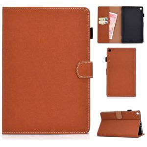 For Kindle Fire HD8 2016 / 2017 Solid Color Tablet PC Universal Magnetic Horizontal Flip Leather Case with Card Slots & Holder(Brown) (OEM)