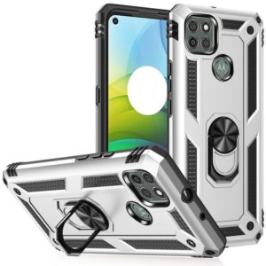 For Motorola Moto G9 Power Shockproof TPU + PC Protective Case with 360 Degree Rotating Holder(Silver) (OEM)