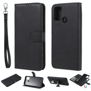 For Huawei Honor 9A 2 in 1 Solid Color Detachable PU Leather Case with Card Slots & Magnetic Holder & Photo Frame & Wallet & Strap(Black) (OEM)