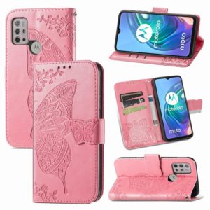 For Motorola Moto G30 / G10 Butterfly Love Flower Embossed Horizontal Flip Leather Case with Bracket & Card Slot & Wallet & Lanyard(Pink) (OEM)