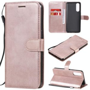 For Oppo Reno3 Pro 4G Solid Color Horizontal Flip Protective Leather Case with Holder & Card Slots & Wallet & Photo Frame & Lanyard(Rose Gold) (OEM)