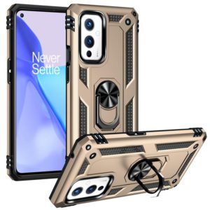 For OnePlus 9 Shockproof TPU + PC Protective Case with 360 Degree Rotating Holder(Gold) (OEM)