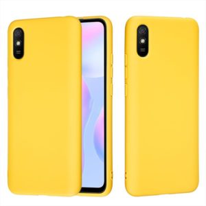 For Xiaomi Redmi 9A Pure Color Liquid Silicone Shockproof Full Coverage Case(Yellow) (OEM)
