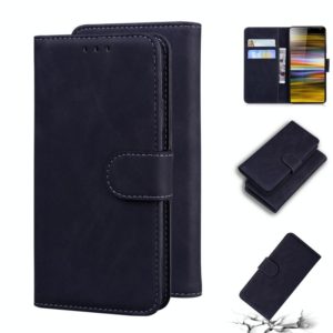 For Sony Xperia 10 Skin Feel Pure Color Flip Leather Phone Case(Black) (OEM)
