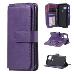 For Google Pixel 5 Multifunctional Magnetic Copper Buckle Horizontal Flip Leather Case with Bracket & 10 Card Slots & Wallet & Photo Frame(Purple) (OEM)