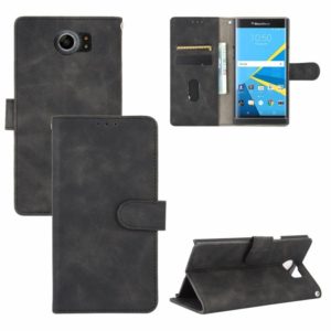For BlackBerry Priv Solid Color Skin Feel Magnetic Buckle Horizontal Flip Calf Texture PU Leather Case with Holder & Card Slots & Wallet(Black) (OEM)