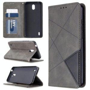 For Nokia 1.3 Rhombus Texture Horizontal Flip Magnetic Leather Case with Holder & Card Slots & Wallet(Grey) (OEM)
