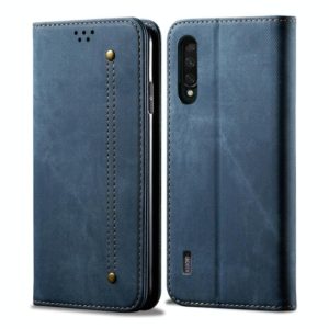 For Xiaomi Mi CC9 / Mi 9 Lite Denim Texture Casual Style Horizontal Flip Leather Case with Holder & Card Slots & Wallet(Blue) (OEM)