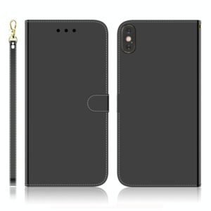 For iPhone X / XS Imitated Mirror Surface Horizontal Flip Leather Case with Holder & Card Slots & Wallet & Lanyard(Black) (OEM)