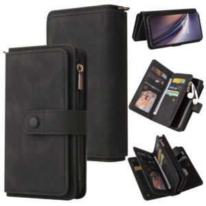 For OnePlus Nord CE 5G Skin Feel PU + TPU Horizontal Flip Leather Case With Holder & 15 Cards Slot & Wallet & Zipper Pocket & Lanyard(Black) (OEM)