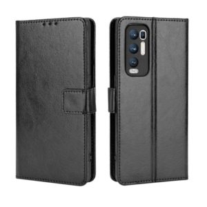 For OPPO Reno5 Pro+ / Find X3 Neo Retro Crazy Horse Texture Horizontal Flip Leather Case with Holder & Card Slots & Lanyard(Black) (OEM)