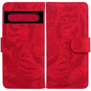 For Google Pixel 7 Pro 5G Tiger Embossing Pattern Horizontal Flip Leather Phone Case(Red) (OEM)