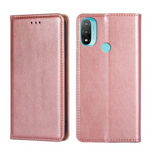 For Motorola Moto E20 Gloss Oil Solid Color Magnetic Leather Phone Case(Rose Gold) (OEM)