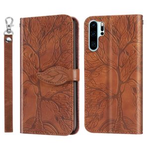 For Huawei P30 Pro Life of Tree Embossing Pattern Horizontal Flip Leather Case with Holder & Card Slot & Wallet & Photo Frame & Lanyard(Brown) (OEM)