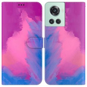 For OnePlus 10R / Ace Watercolor Pattern Leather Phone Case(Purple Red) (OEM)