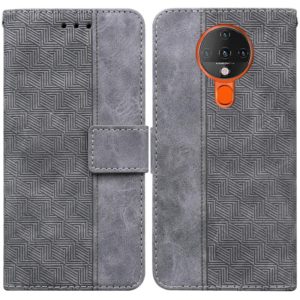 For Tecno Spark 6 Geometric Embossed Leather Phone Case(Grey) (OEM)