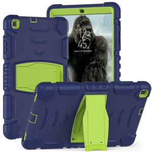 For Samsung Galaxy Tab A 10.1 (2019) T510 3-Layer Protection Screen Frame + PC + Silicone Shockproof Combination Case with Holder(NavyBlue+Lime) (OEM)