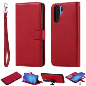 For Huawei P30 Pro Solid Color Horizontal Flip Protective Case with Holder & Card Slots & Wallet & Photo Frame & Lanyard(Red) (OEM)