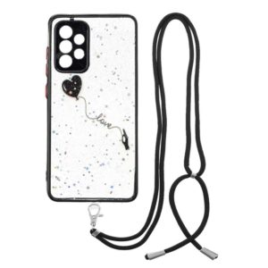 For Samsung Galaxy A52 5G Colored Drawing Starry Sky Epoxy TPU Shockproof Case with Neck Lanyard(Love) (OEM)