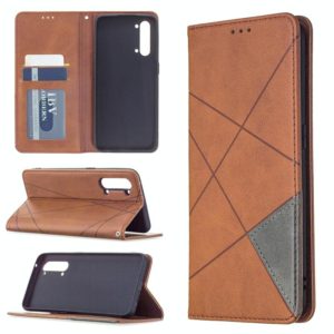 For OPPO Find X2 Lite Rhombus Texture Horizontal Flip Magnetic Leather Case with Holder & Card Slots & Wallet(Brown) (OEM)