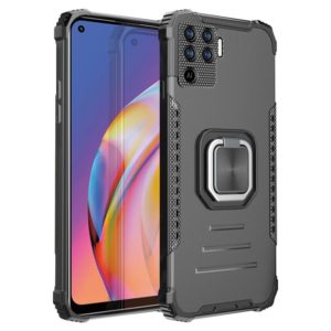 For OPPO A94 4G / Reno5 Lite / F19 Pro / Reno5 F Fierce Warrior Series Armor All-inclusive Shockproof Aluminum Alloy + TPU Protective Case with Ring Holder(Black) (OEM)