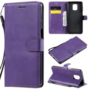 For Xiaomi Redmi Note 9S / Note 9 Pro Solid Color Horizontal Flip Protective Leather Case with Holder & Card Slots & Wallet & Lanyard(Purple) (OEM)
