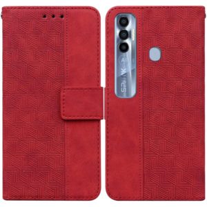 For Tecno Spark 7 Pro Geometric Embossed Leather Phone Case(Red) (OEM)