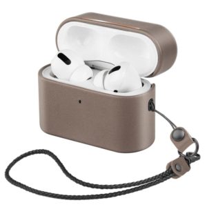 Wireless Earphone Protective Shell Leather Case Split Storage Box For Airpods Pro(Gray) (OEM)