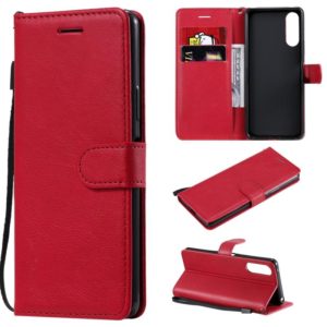 For Sony Xperia 10 II Solid Color Horizontal Flip Protective Leather Case with Holder & Card Slots & Wallet & Photo Frame & Lanyard(Red) (OEM)
