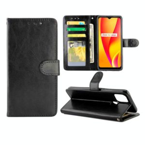 For OPPO Realme V3 Crazy Horse Texture Leather Horizontal Flip Protective Case with Holder & Card Slots & Wallet & Photo Frame(Black) (OEM)