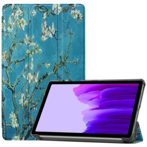 For Samsung Galaxy Tab A7 Lite T225 Colored Drawing Pattern Horizontal Flip Leather Case with Three-folding Holder & Sleep / Wake-up Function(Apricot Blossom) (OEM)
