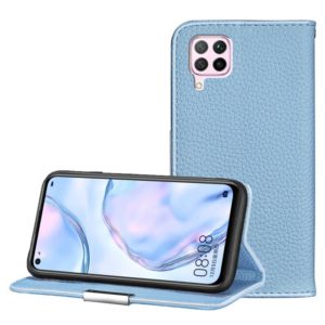 For Huawei P40 Lite Litchi Texture Solid Color Horizontal Flip Leather Case with Bracket & Card Slots & Wallet & Lanyard(Light Blue) (OEM)