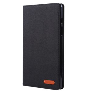 For Galaxy Tab A8.0 T290 / T295 (2019) Cloth Teature Horizontal Flip PU Leather Case with with Holder & Card Slots(Black) (OEM)