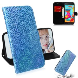 For Galaxy A2 Core Solid Color Colorful Magnetic Buckle Horizontal Flip PU Leather Case with Holder & Card Slots & Wallet & Lanyard(Blue) (OEM)