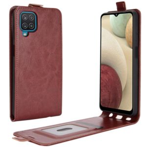 For Samsung Galaxy A12 R64 Texture Single Vertical Flip Leather Protective Case with Card Slots & Photo Frame(Brown) (OEM)