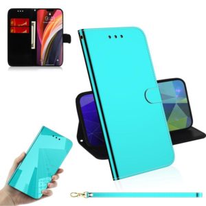 For iPhone 12 Pro Max Imitated Mirror Surface Horizontal Flip Leather Case with Holder & Card Slots & Wallet & Lanyard(Mint Green) (OEM)