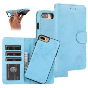 For iPhone 8 Plus / 7 Plus KLT888-2 Retro 2 in 1 Detachable Magnetic Horizontal Flip TPU + PU Leather Case with Holder & Card Slots & Photo Frame & Wallet(Sky Blue) (OEM)