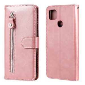 For Xiaomi Redmi 9C Fashion Calf Texture Zipper Horizontal Flip Leather Case with Stand & Card Slots & Wallet Function(Rose Gold) (OEM)
