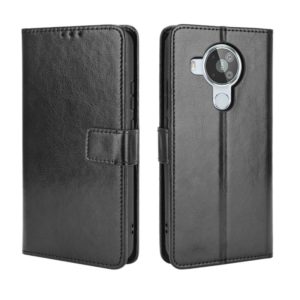 For Nokia 7.3 Retro Crazy Horse Texture Horizontal Flip Leather Case with Holder & Card Slots & Lanyard(Black) (OEM)