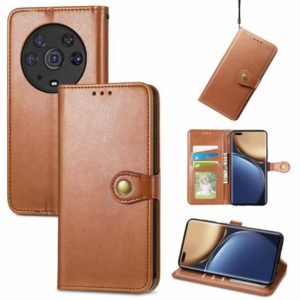 For Honor Magic3 Pro Solid Color Leather Buckle Phone Case(Brown) (OEM)