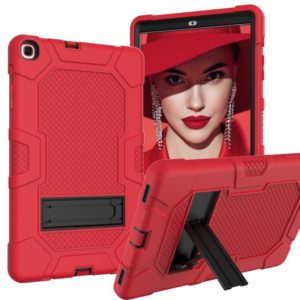 For Samsung Galaxy Tab A 10.1 (2019) / T510 Contrast Color Robot Shockproof Silicone + PC Protective Case with Holder(Red Black) (OEM)